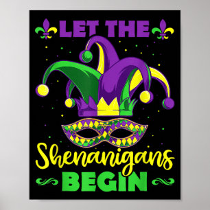 Lasst die Schabernack beginnen Mardi Gras Narrenhu Poster