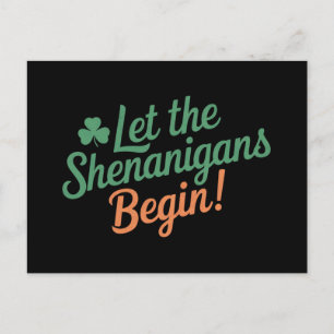 Lasst die Schelmereien beginnen Lustig Irish St Pa Postkarte