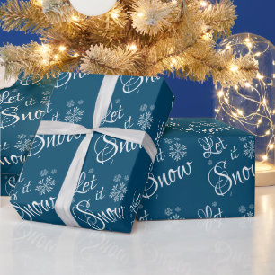 Lasst es schneien Blau Weiße Schneeflocke Weihnach Geschenkpapier