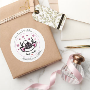 Lasst es schneien. Glückliches Einhorn Gesicht Fro Runder Aufkleber