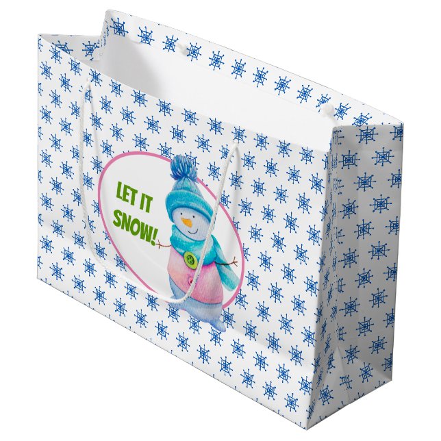 Lasst Es Schneien Große Geschenktüte (Vorderseite Schrägansicht)