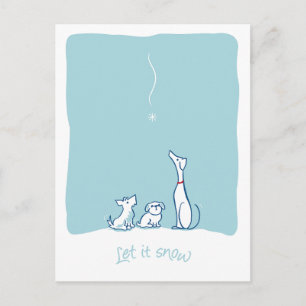 Lasst es schneien Hunde - Frostblaue Postkarte