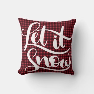 Lasst es schneien Lettering Rot Schwarz Buffalo Ka Kissen