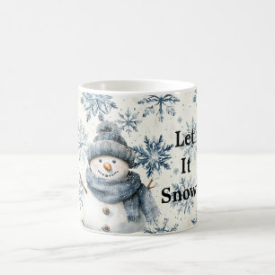 Lasst es schneien Schneemann Blaue Schneeflocken W Kaffeetasse