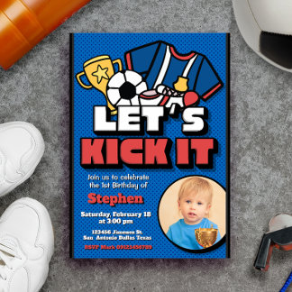 Lasst es uns kippen - Fußball Fußball mit Foto Einladung