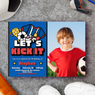 Lasst es uns kippen - Fußball Fußball mit Foto Einladung