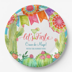Lässt Fiesta-Kaktus blaues Cinco De Mayo Margarit Pappteller