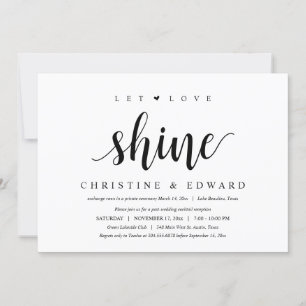 Lasst Liebe leuchten, moderne Post-Wedding-Elopeme Einladung