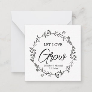 lasst Liebe wachsen, botanische Hochzeitspflanzen- Mitteilungskarte