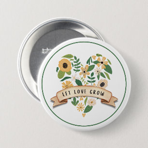 Lasst Liebe wachsen Botanisches Herz 3" Button