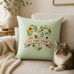 Lasst Liebe wachsen   Botanisches Herz Kissen