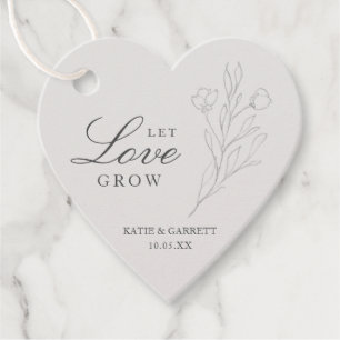 Lasst Liebe wachsen, elegante florale graue Hochze Geschenkanhänger