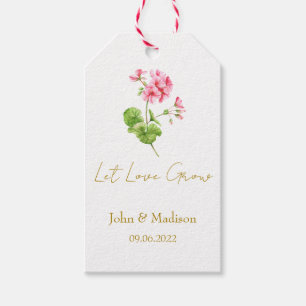Lasst Liebe wachsen Geranium-Samenpackung Hochzeit Geschenkanhänger