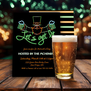 Lasst uns abfeiern Neon Leprechaun St. Patrick's D Einladung