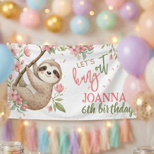 Lasst uns abhängen Faultier Kindergeburtstag Banner