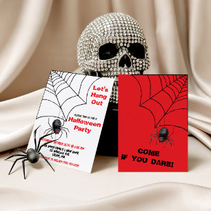 Lasst uns abhängen, Spinne, Spinnennetz Halloween- Einladung