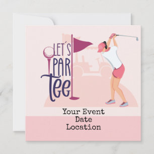 Lasst uns Abschlag für Save the Date Dame Golfer m Karte