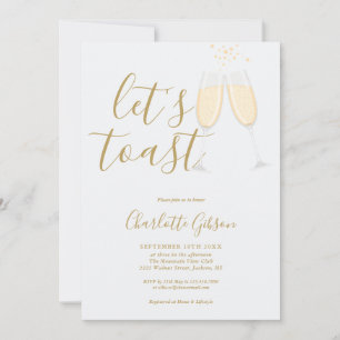 Lasst uns auf die Brautparty in Gold QR Code ansto Einladung