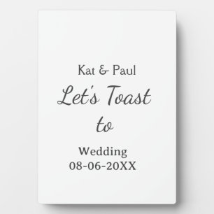 Lasst uns auf die Hochzeit name datum einfaches Pa Fotoplatte