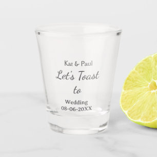 Lasst uns auf die Hochzeit name datum einfaches Pa Schnapsglas