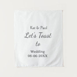 Lasst uns auf die Hochzeit toasten name datum einf Wandteppich