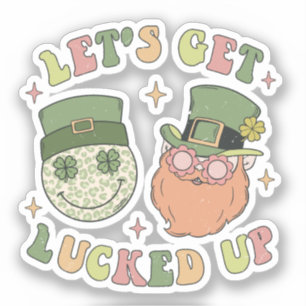 Lasst uns auflucken - Funny Leprechaun Clover Aufkleber