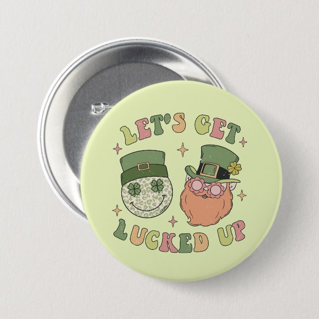 Lasst uns auflucken - Funny Leprechaun Clover Button (Vorne & Hinten)
