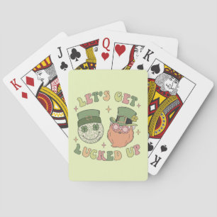 Lasst uns auflucken - Funny Leprechaun Clover Spielkarten