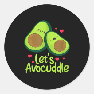 Lasst uns Avocuddle süßes Avocado-Paar Valentinsta Runder Aufkleber
