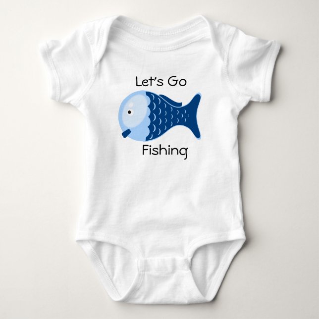 Lasst uns Baby-One-Stück-T-Shirt fischen gehen Baby Strampler (Vorderseite)