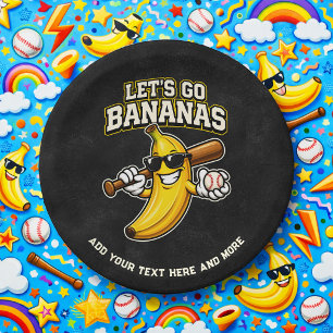 Lasst uns Bananen Retro Baseball Banane Lustig wer Pappteller