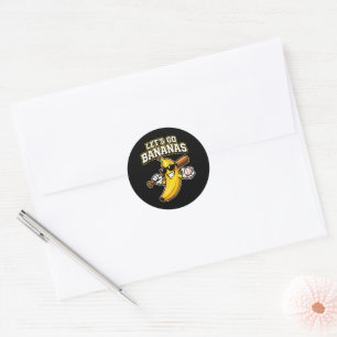 Lasst uns Bananen Retro Baseball Banane Lustig wer Runder Aufkleber