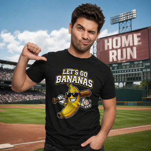 Lasst uns Bananen Retro Baseball Banane Lustig wer T-Shirt