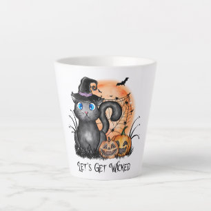 Lasst uns beirren Schwarze Hexenkatze Milchtasse