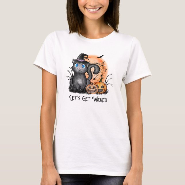 Lasst uns beirren | Schwarze Hexenkatze T-Shirt (Vorderseite)