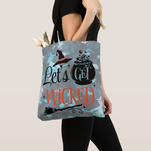 Lasst uns beißende Hexen, Pastel Rainbow Halloween Tasche (Von Nahem)