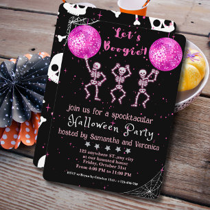 Lasst uns Boogie! Disco-Halloween-Party in Schwarz Einladung