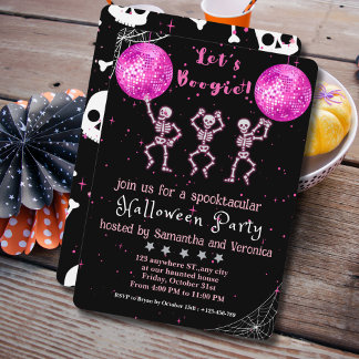 Lasst uns Boogie! Disco-Halloween-Party in Schwarz Einladung
