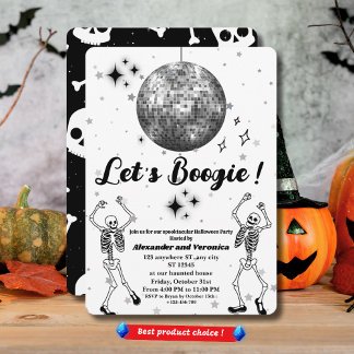 Lasst uns Boogie! Halloween-Party "Disco Ball Skel Einladung