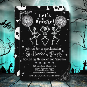 Lasst uns Boogie! Halloween-Party "Disco Ball Skel Einladung