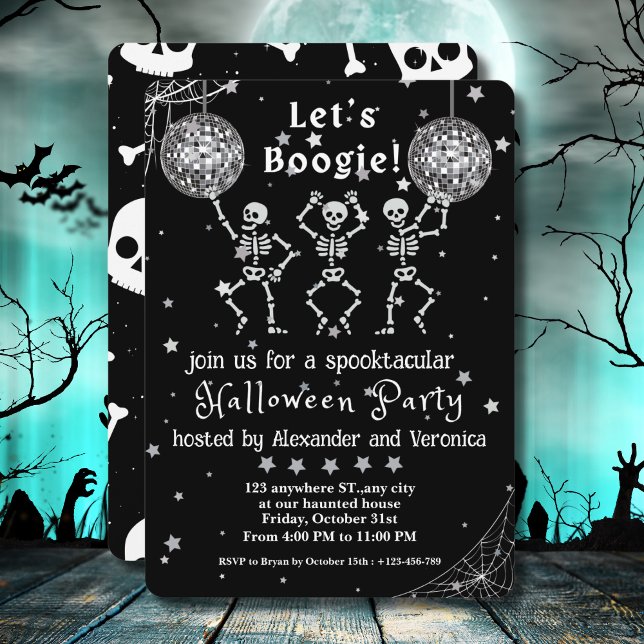 Lasst uns Boogie! Halloween-Party "Disco Ball Skel Einladung (Von Creator hochgeladen)