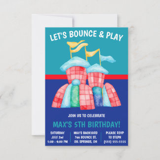 Lasst uns Bounce & Play spielen! Bouncy Castle Bir Einladung