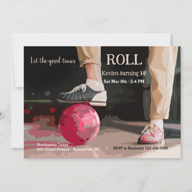 Lasst uns Bowling spielen Einladung (Vorderseite)