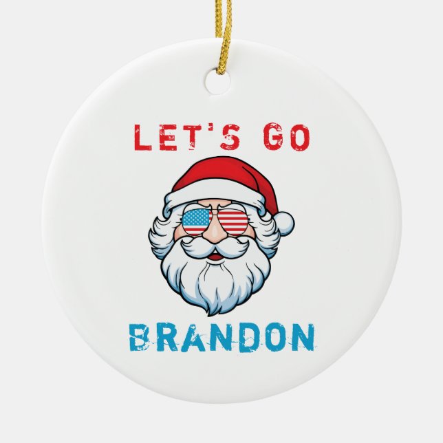 Lasst uns Brandon, die konservative US-Fahne Santa Keramik Ornament (Vorne)