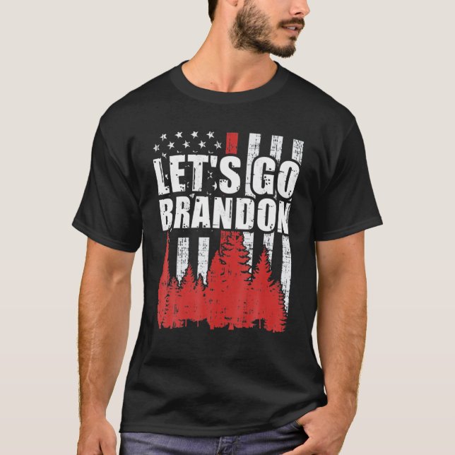 Lasst uns Brandon, die rote Linie, US-Flagge, losg T-Shirt (Vorderseite)