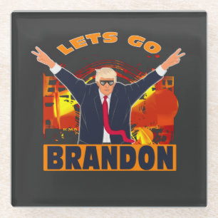 Lasst uns Brandon Funny Anti Biden Trump politisch Glasuntersetzer