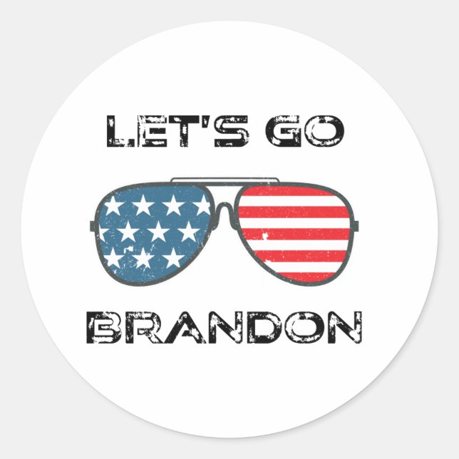 Lasst uns Brandon Funny Biden Chant Flag gehen Runder Aufkleber (Vorderseite)