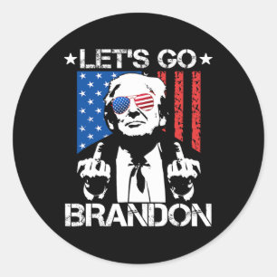 Lasst uns Brandon Trump Flag Middle Finger loslass Runder Aufkleber
