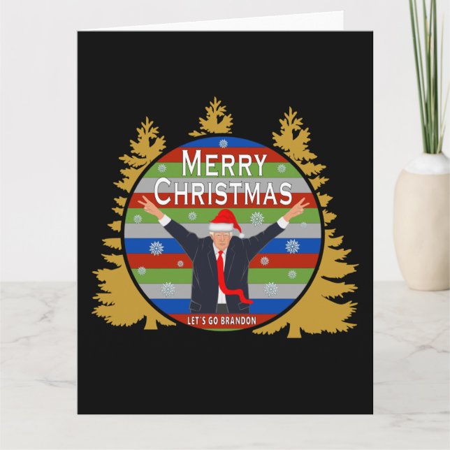 Lasst uns Brandon Weihnachten Trump Snowflake Holi Karte (Vorderseite)