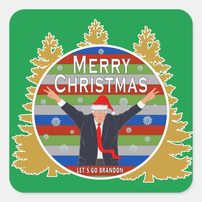 Lasst uns Brandon Weihnachten Trump Snowflake Holi Quadratischer Aufkleber (Vorderseite)